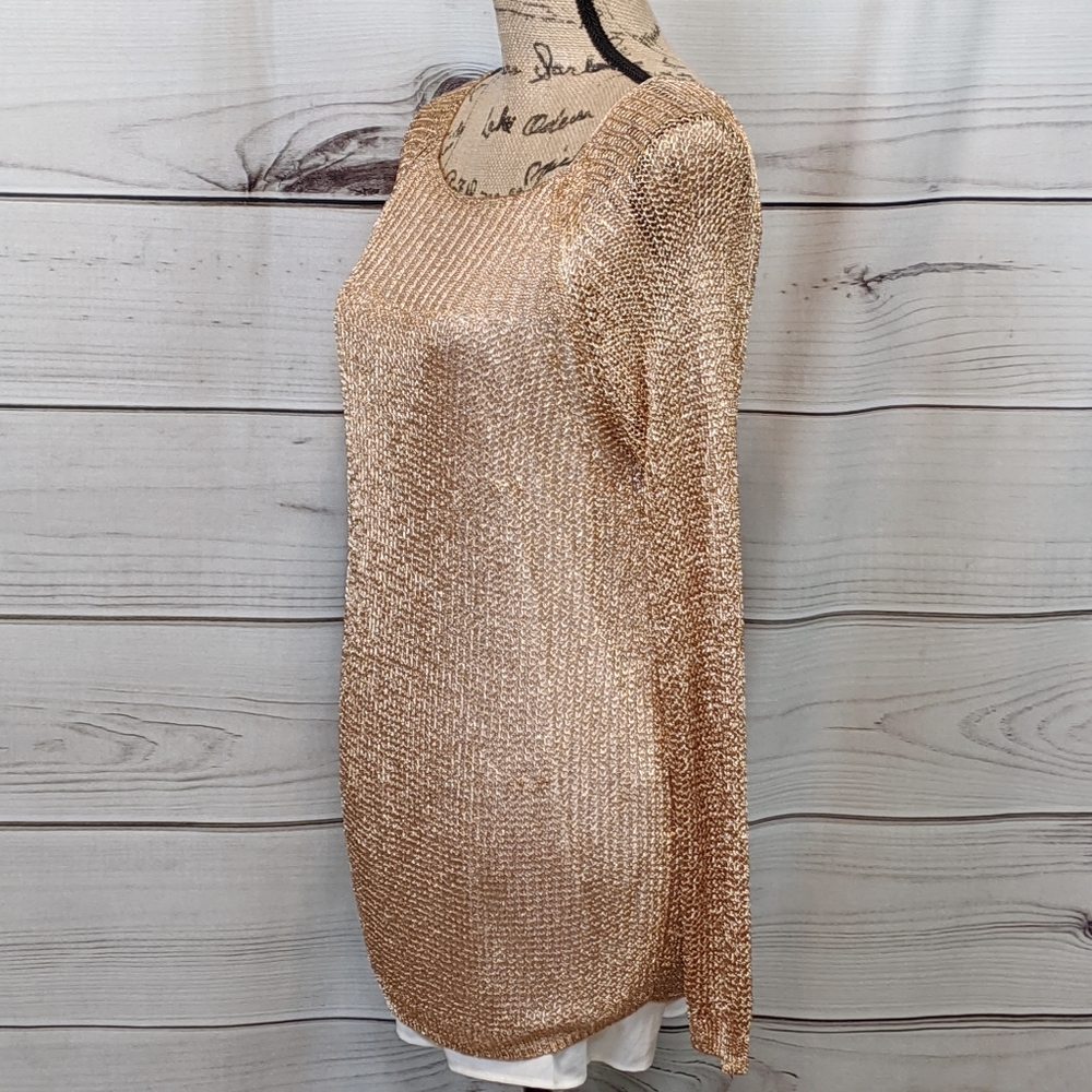 CHICO'S Copper Mesh over Polyester Shell Sz 2... - Picture 8 of 16